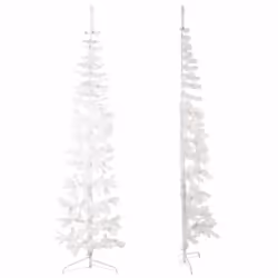 vidaXL Slim Artificial Half Christmas Tree with Stand Xmas Artificial Tree - white, 240 cm