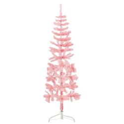 vidaXL Slim Artificial Half Christmas Tree with Stand Xmas Artificial Tree - pink, 120 cm