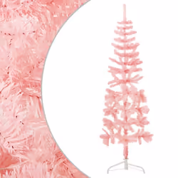 vidaXL Slim Artificial Half Christmas Tree with Stand Xmas Artificial Tree - pink, 120 cm