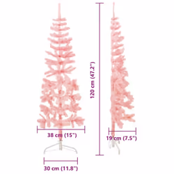 vidaXL Slim Artificial Half Christmas Tree with Stand Xmas Artificial Tree - pink, 120 cm