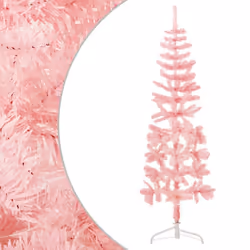 vidaXL Slim Artificial Half Christmas Tree with Stand Xmas Artificial Tree - pink, 150 cm