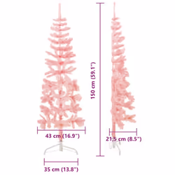 vidaXL Slim Artificial Half Christmas Tree with Stand Xmas Artificial Tree - pink, 150 cm - Additional view 7