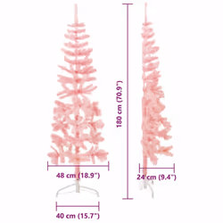 vidaXL Slim Artificial Half Christmas Tree with Stand Xmas Artificial Tree - pink, 180 cm - Additional view 8