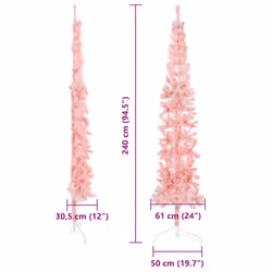 vidaXL Slim Artificial Half Christmas Tree with Stand Xmas Artificial Tree - pink, 240 cm