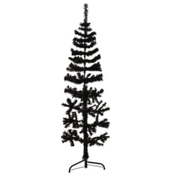 vidaXL Slim Artificial Half Christmas Tree with Stand Xmas Artificial Tree - black, 120 cm