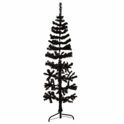 vidaXL Slim Artificial Half Christmas Tree with Stand Xmas Artificial Tree - black, 150 cm