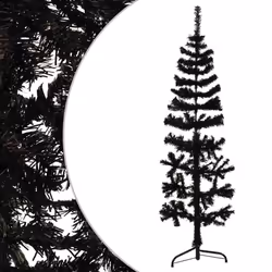 vidaXL Slim Artificial Half Christmas Tree with Stand Xmas Artificial Tree - black, 150 cm