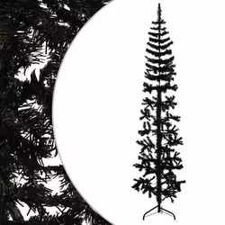 vidaXL Slim Artificial Half Christmas Tree with Stand Xmas Artificial Tree - black, 180 cm