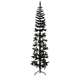 vidaXL Slim Artificial Half Christmas Tree with Stand Xmas Artificial Tree - black, 210 cm