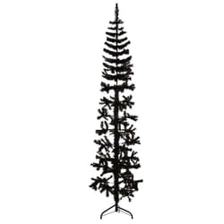 vidaXL Slim Artificial Half Christmas Tree with Stand Xmas Artificial Tree - black, 240 cm
