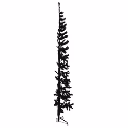 vidaXL Slim Artificial Half Christmas Tree with Stand Xmas Artificial Tree - black, 240 cm