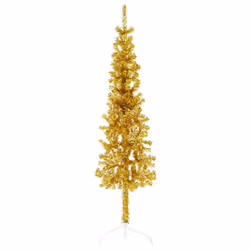 vidaXL Slim Artificial Half Christmas Tree with Stand Xmas Artificial Tree - gold, 120 cm
