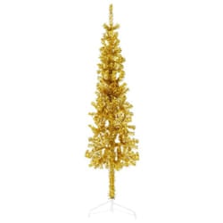vidaXL Slim Artificial Half Christmas Tree with Stand Xmas Artificial Tree - gold, 120 cm