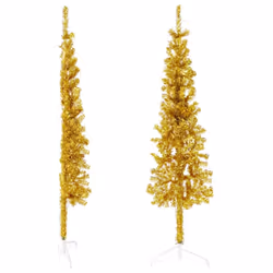 vidaXL Slim Artificial Half Christmas Tree with Stand Xmas Artificial Tree - gold, 150 cm