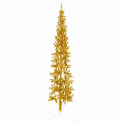 vidaXL Slim Artificial Half Christmas Tree with Stand Xmas Artificial Tree - gold, 180 cm