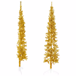 vidaXL Slim Artificial Half Christmas Tree with Stand Xmas Artificial Tree - gold, 180 cm