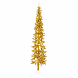 vidaXL Slim Artificial Half Christmas Tree with Stand Xmas Artificial Tree - gold, 240 cm