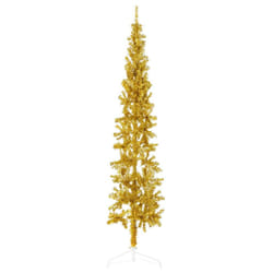 vidaXL Slim Artificial Half Christmas Tree with Stand Xmas Artificial Tree - gold, 240 cm