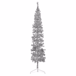 vidaXL Slim Artificial Half Christmas Tree with Stand Xmas Artificial Tree - silver, 240 cm