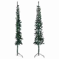 vidaXL Slim Artificial Half Christmas Tree with Stand Xmas Artificial Tree - green, 120 cm - Additional view 2