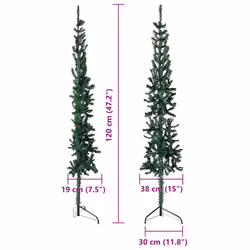 vidaXL Slim Artificial Half Christmas Tree with Stand Xmas Artificial Tree - green, 120 cm - Additional view 6