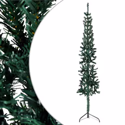 vidaXL Slim Artificial Half Christmas Tree with Stand Xmas Artificial Tree - green, 150 cm