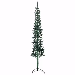 vidaXL Slim Artificial Half Christmas Tree with Stand Xmas Artificial Tree - green, 180 cm