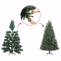 vidaXL Slim Artificial Half Christmas Tree with Stand Xmas Artificial Tree - green, 210 cm - Additional view 4