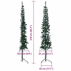 vidaXL Slim Artificial Half Christmas Tree with Stand Xmas Artificial Tree - green, 210 cm - Additional view 5