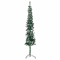 vidaXL Slim Artificial Half Christmas Tree with Stand Xmas Artificial Tree - green, 240 cm