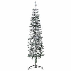 vidaXL Slim Artificial Half Christmas Tree with Stand Xmas Artificial Tree - white and green, 150 cm