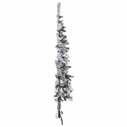vidaXL Slim Artificial Half Christmas Tree with Stand Xmas Artificial Tree - white and green, 150 cm