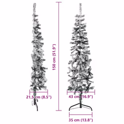 vidaXL Slim Artificial Half Christmas Tree with Stand Xmas Artificial Tree - white and green, 150 cm