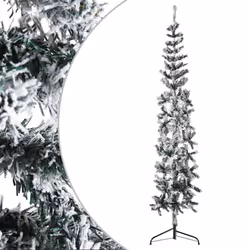 vidaXL Slim Artificial Half Christmas Tree with Stand Xmas Artificial Tree - white and green, 180 cm - Additional view 2