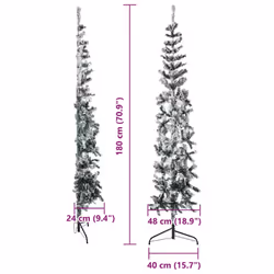 vidaXL Slim Artificial Half Christmas Tree with Stand Xmas Artificial Tree - white and green, 180 cm - Additional view 8