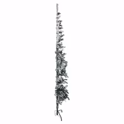 vidaXL Slim Artificial Half Christmas Tree with Stand Xmas Artificial Tree - white and green, 210 cm