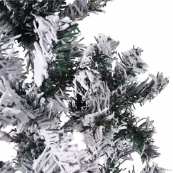 vidaXL Slim Artificial Half Christmas Tree with Stand Xmas Artificial Tree - white and green, 210 cm - Additional view 4