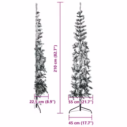 vidaXL Slim Artificial Half Christmas Tree with Stand Xmas Artificial Tree - white and green, 210 cm - Additional view 7