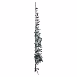 vidaXL Slim Artificial Half Christmas Tree with Stand Xmas Artificial Tree - white and green, 240 cm