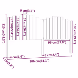 vidaXL Bed Headboard Bedroom Bed Header Decorative Headboard Solid Wood Pine - brown, 206 x 4 x 110 cm - Additional view 6