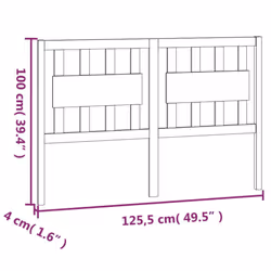 vidaXL Bed Headboard Home Bedroom Decorative Bed Header Panel Solid Wood Pine - black, 125.5 x 4 x 100 cm - Additional view 4