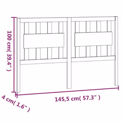 vidaXL Bed Headboard Home Bedroom Decorative Bed Header Panel Solid Wood Pine - black, 145.5 x 4 x 100 cm - Additional view 4