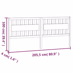 vidaXL Bed Headboard Home Bedroom Decorative Bed Header Panel Solid Wood Pine - black, 205.5 x 4 x 100 cm - Additional view 4