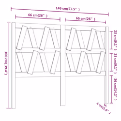 vidaXL Bed Headboard Home Bedroom Decorative Bed Header Panel Solid Wood Pine - brown, 146 x 4 x 100 cm - Additional view 6