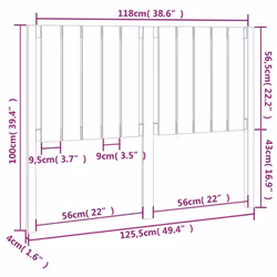 vidaXL Bed Headboard Home Bedroom Decorative Bed Header Panel Solid Wood Pine - brown, 125.5 x 4 x 100 cm - Additional view 4