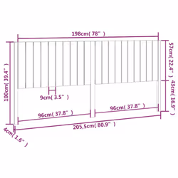 vidaXL Bed Headboard Home Bedroom Decorative Bed Header Panel Solid Wood Pine - brown, 205.5 x 4 x 100 cm - Additional view 6