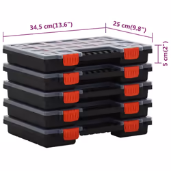 vidaXL 5/10x Assortment Boxes Polypropylene Tool Organiser Box Multi Models - 15 dividers