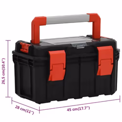 vidaXL Tool Box Black and Red Tool Organiser Case Storage Box Multi Sizes - 45 x 28 x 26.5 cm