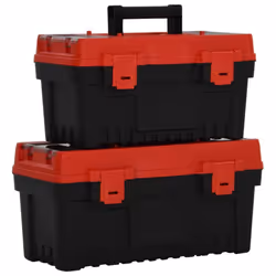 vidaXL Tool Box Set 2 Piece Black&Red Tool Case 36x19x18.5 cm/55x27.5x28.5 cm - 55 x 27.5 x 28.5 cm