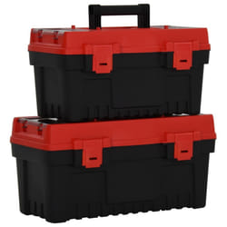 vidaXL Tool Box Set 2 Piece Black&Red Tool Case 36x19x18.5 cm/55x27.5x28.5 cm - 55 x 27.5 x 28.5 cm